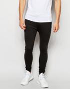 Asos Super Skinny Joggers With Zip Detail - Washed Black