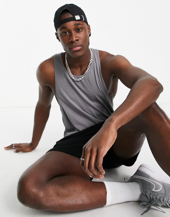 Soul Star Racer Back Tank Top In Dark Gray