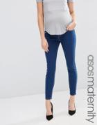 Asos Maternity Ridley Skinny Jean In Kioshi Wash With Over The Bump Waistband - Blue