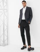 Moss London Slim Tweed Suit Jacket In Charcoal Check-grey