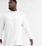 Asos Design Plus Oversized Super Longline Long Sleeve T-shirt In White