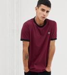 Fred Perry Slim Fit Contrast Ringer T-shirt In Burgundy - Red