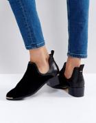 Ted Baker Twillo Cut Out Black Suede Flat Ankle Boots - Black