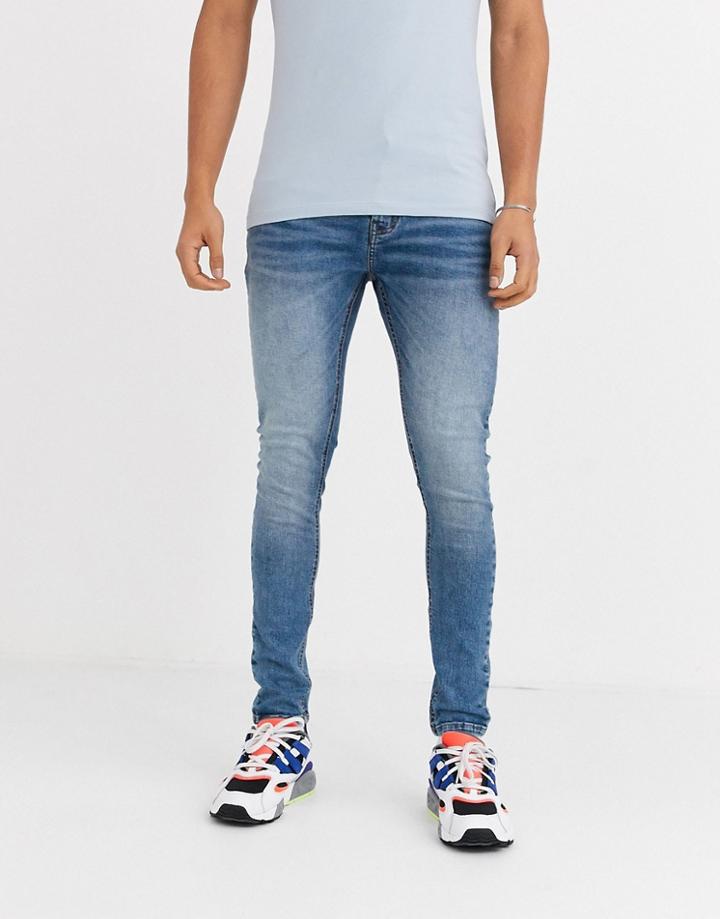Criminal Damage Essential Skinny Jeans In Midblue Stone Wash