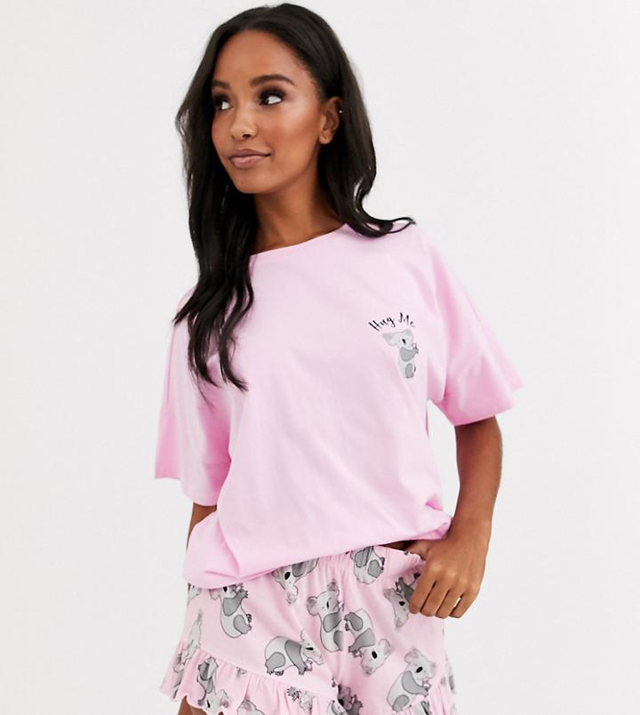 Asos Design Koala Tee & Short Jersey Pyjama Set