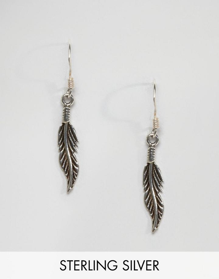 Kingsley Ryan Sterling Silver Feather Drop Earrings - Silver