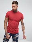 New Look T-shirt With Rolled Sleeves In Rust - Orange