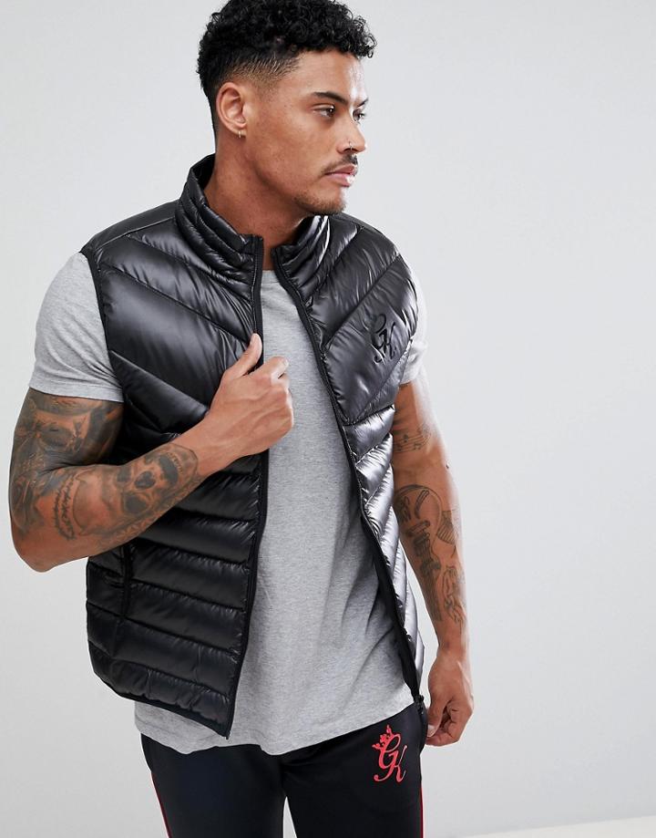 Gym King Reign Puffer Vest In Black - Black