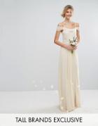 Tfnc Tall Wedding Cold Shoulder Embellished Maxi Dress - Cream