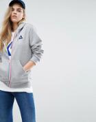 Le Coq Sportif Boyfriend Full Zip Hoodie With Tricolores Zip - Gray