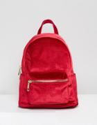 Qupid Mini Velvet Backpack - Red