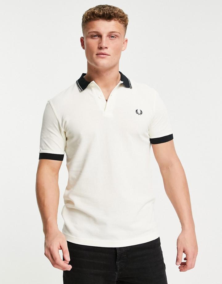 Fred Perry Spacedye Tipped Polo In Ecru-white