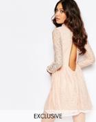 Rokoko High Neck Dress With Open Back Detail - Nudey Pink