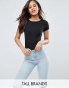 New Look Tall Ribbed Top - Black