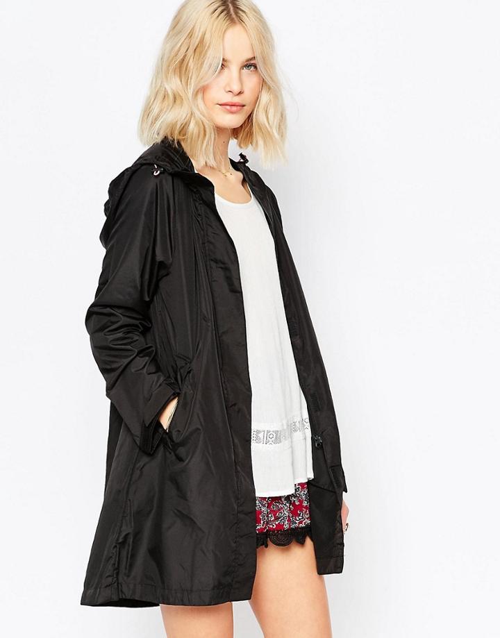 Brave Soul Plain Pack Away Trench - Black