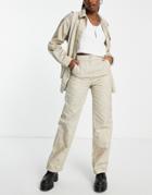 Topshop Straight Leg Subtle Floral Print Pants In Ecru - Part Of A Set-white