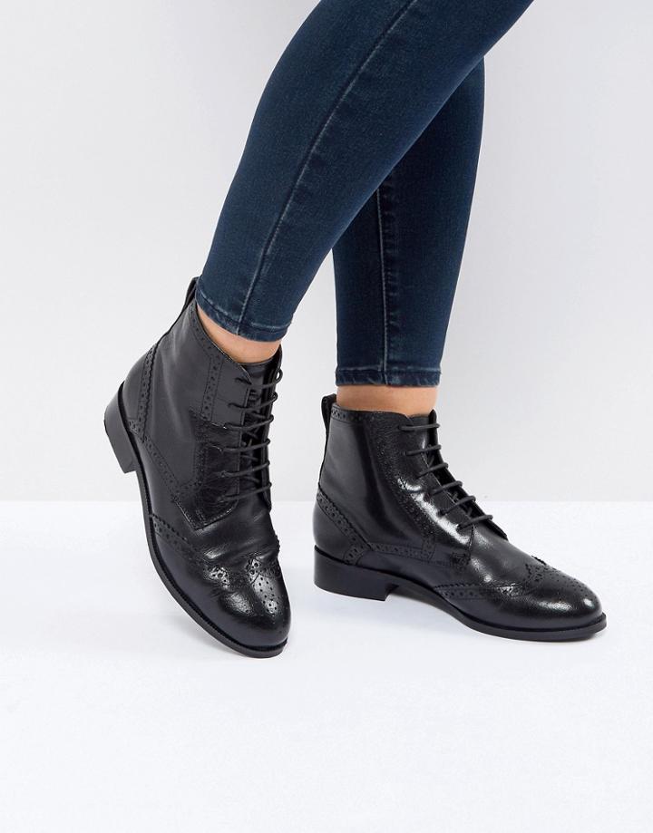 New Look Leather Lace Up High Brogue - Black