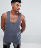 Asos Design Tank With Extreme Racer Back In Gray - Gray