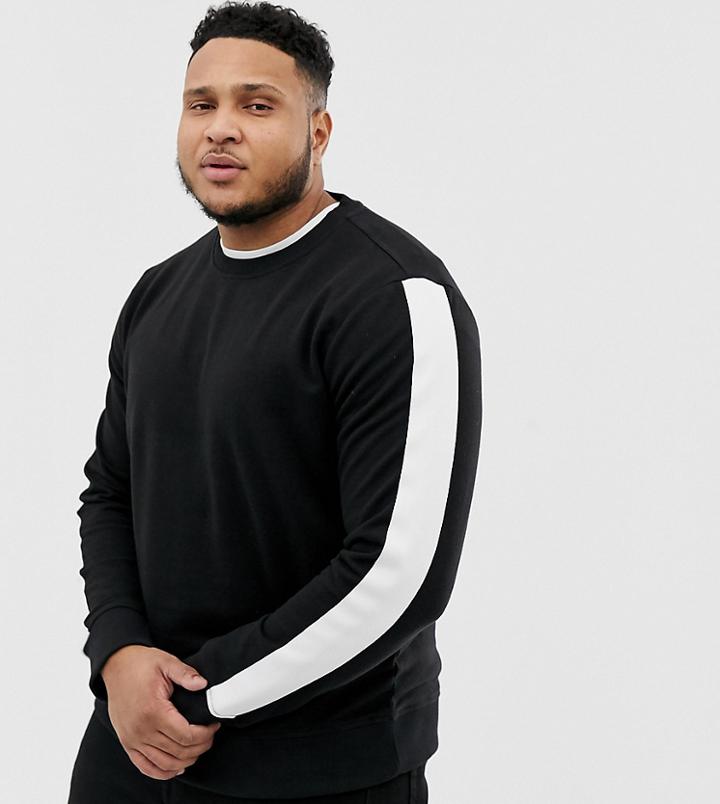 Another Influence Plus Arm Panel Crew Neck Sweat-black