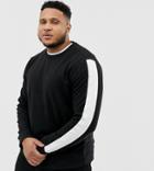 Another Influence Plus Arm Panel Crew Neck Sweat-black