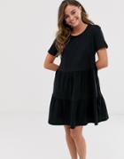 New Look Smock Mini Dress In Black - Black