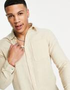 Selected Homme Linen Mix Shirt In Beige-neutral