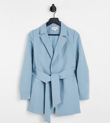 Urban Threads Petite Tie Waist Blazer In Blue-blues
