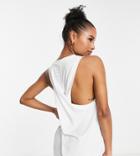 Asos 4505 Petite Yoga Tank Top With Twist Back-white