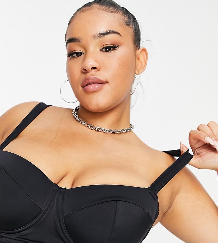 Missguided Plus Underwired Bikini Top In Black