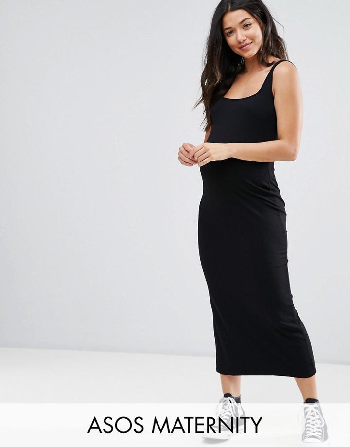 Asos Maternity Strappy Back Rib City Maxi Dress - Black