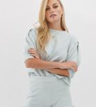 Micha Lounge Shorts With Frill Hem In Fine Knit Two-piece - Blue