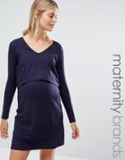 Isabella Oliver Nursing Overlay Midi Dress - Navy