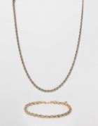 Asos Design Vintage Style Chain And Bracelet Pack In Gold - Gold