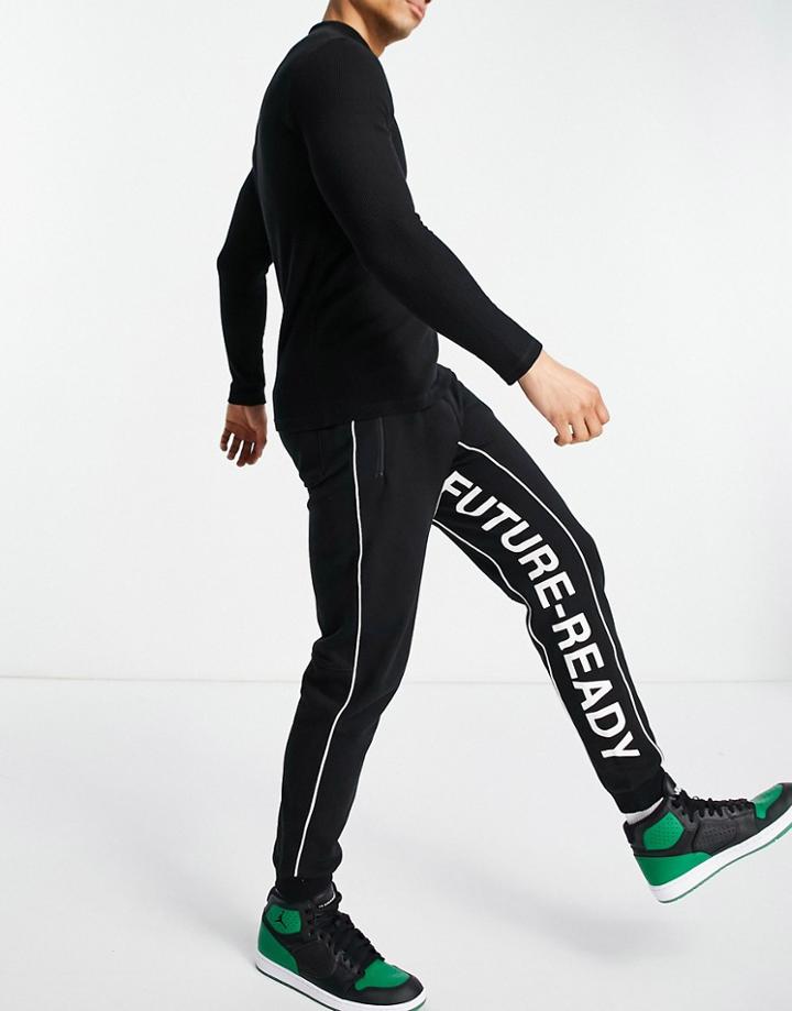 Bershka Sweatpants With Lettering Print In Black
