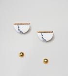 Asos Design Pack Of 2 Gold Plated Sterling Silver Faux Marble And Ball Stud Earrings - Gold