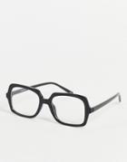 Asos Design Square Fashion Glasses In Black With Clear Lens - Black