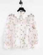 Sister Jane Embroidered Floral Shirt In White