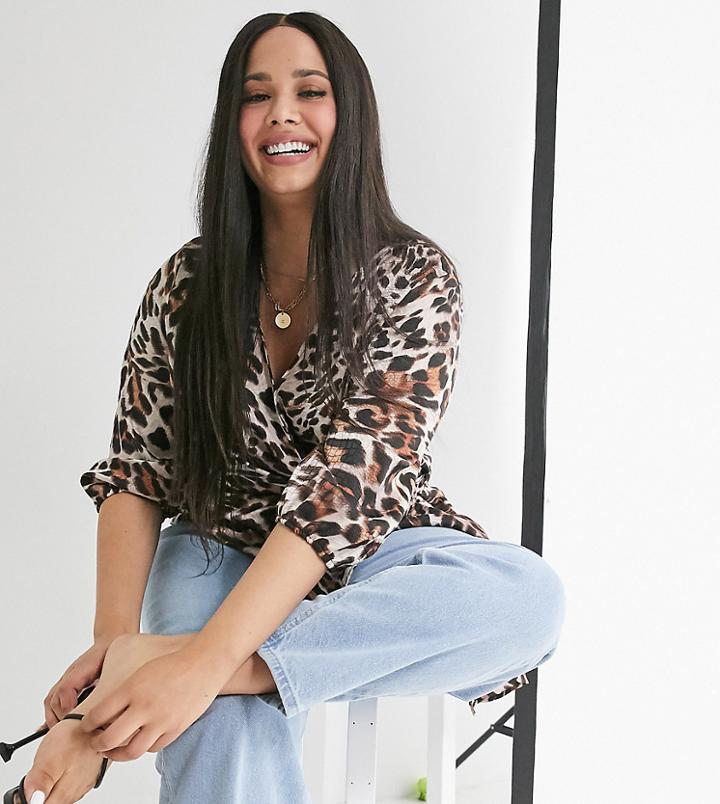 Simply Be Buckle Blouse In Leopard-multi