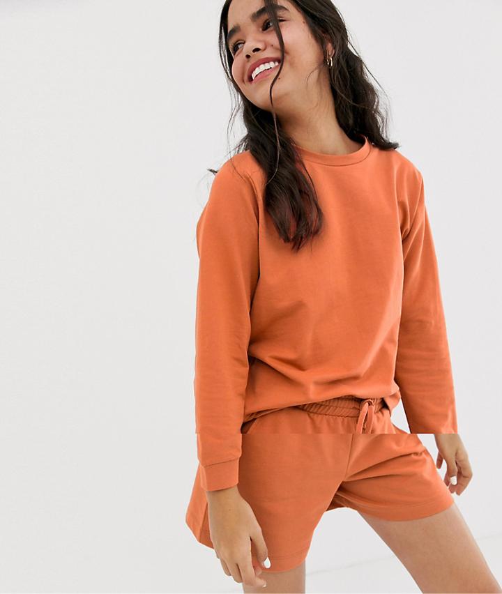 Asos Design Oversized Sweat And Short Tracksuit-beige