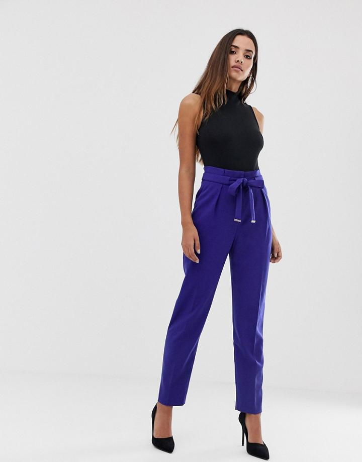 Lipsy Peg Pants With Belt - Purple