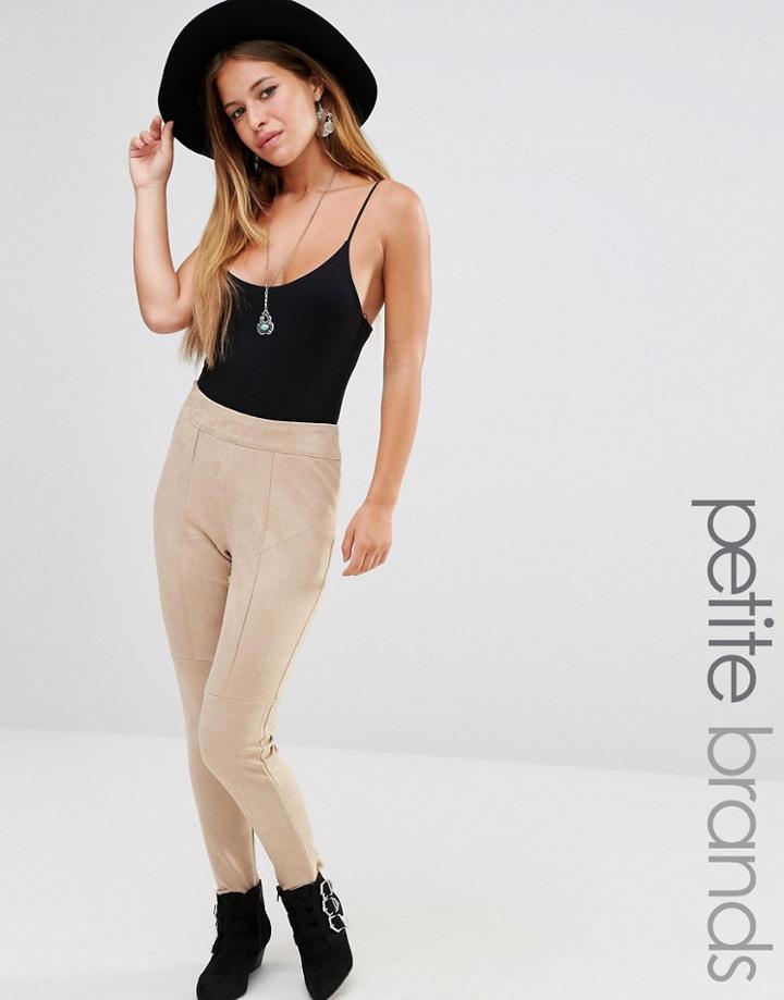 Missguided Petite Faux Suede Leggings - Beige