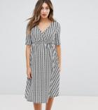 Bluebelle Maternity Wrap Midi Dress With Tie Waist With Geometric Print - Multi