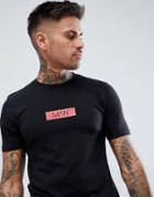 Boohooman Muscle Fit T-shirt With Man Print In Black - Black