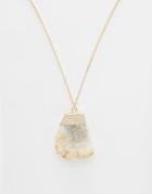 Asos Pendant With Semi Precious Rock Pendant In Gold - Gold