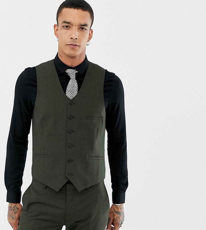 Heart & Dagger Skinny Suit Vest - Green