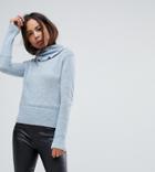Lost Ink Petite High Neck Sweater With Frill Collar - Blue