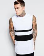 Asos Sleeveless T-shirt With Dropped Armhole And Monochrome Panels In Relaxed Fit