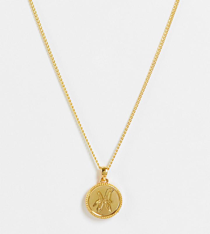 Asos Design 14k Gold Plated Necklace With Pisces Pendant