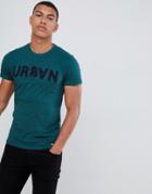Solid T-shirt With Flocked Print In Teal - Green