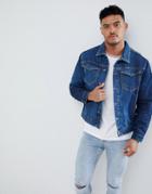 Religion Blue Denim Jacket With Placement Washes - Blue